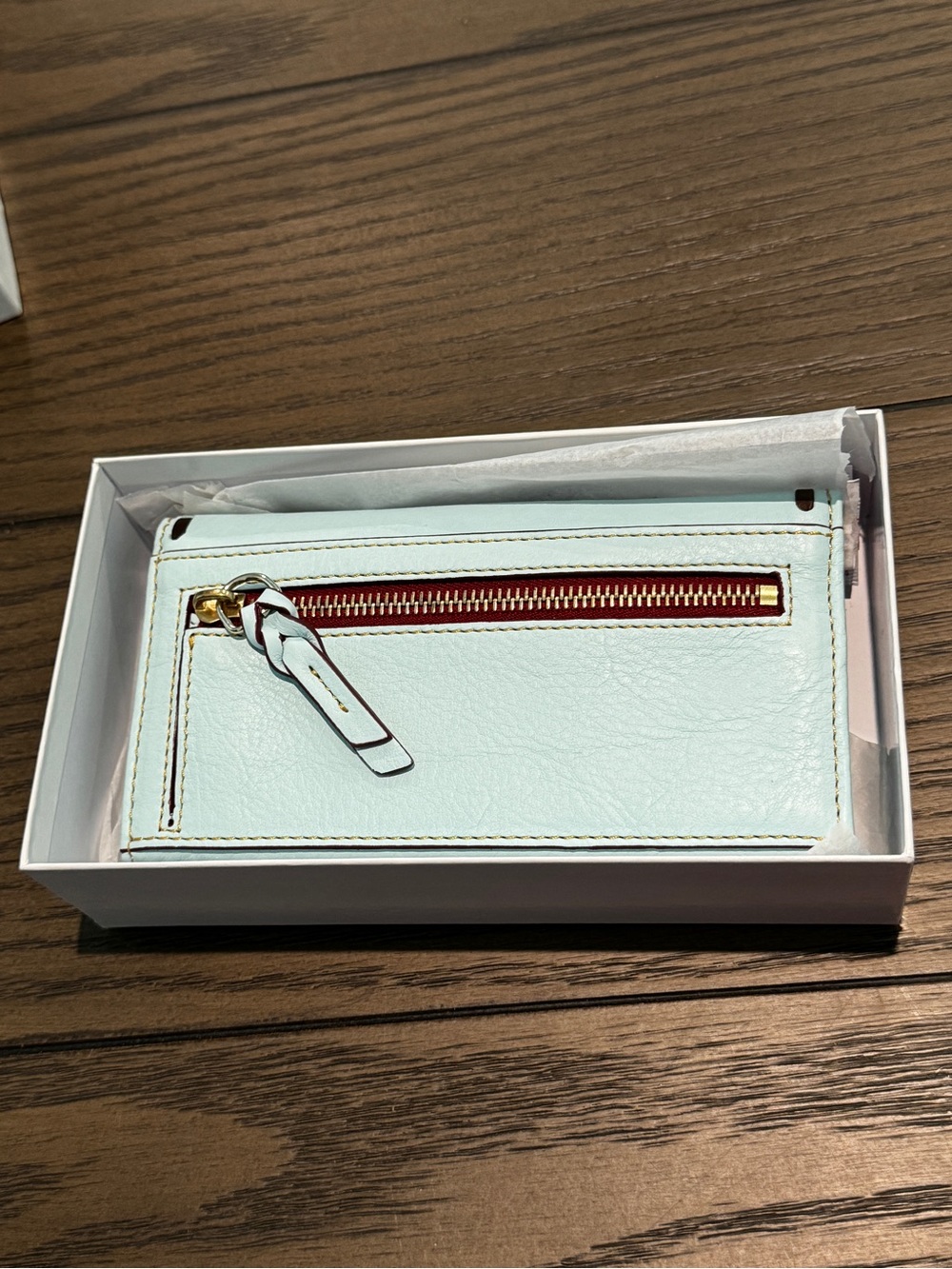 Dooney & Bourke Pale Blue Card & Key Holder with Contrast Stitching Wallet - Picture 4 of 9